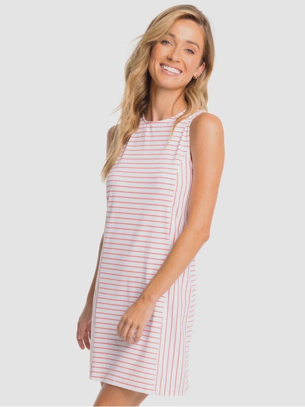 Southern Tide Marlee Stripe Dress in Sunkist Coral Women’s Size Small